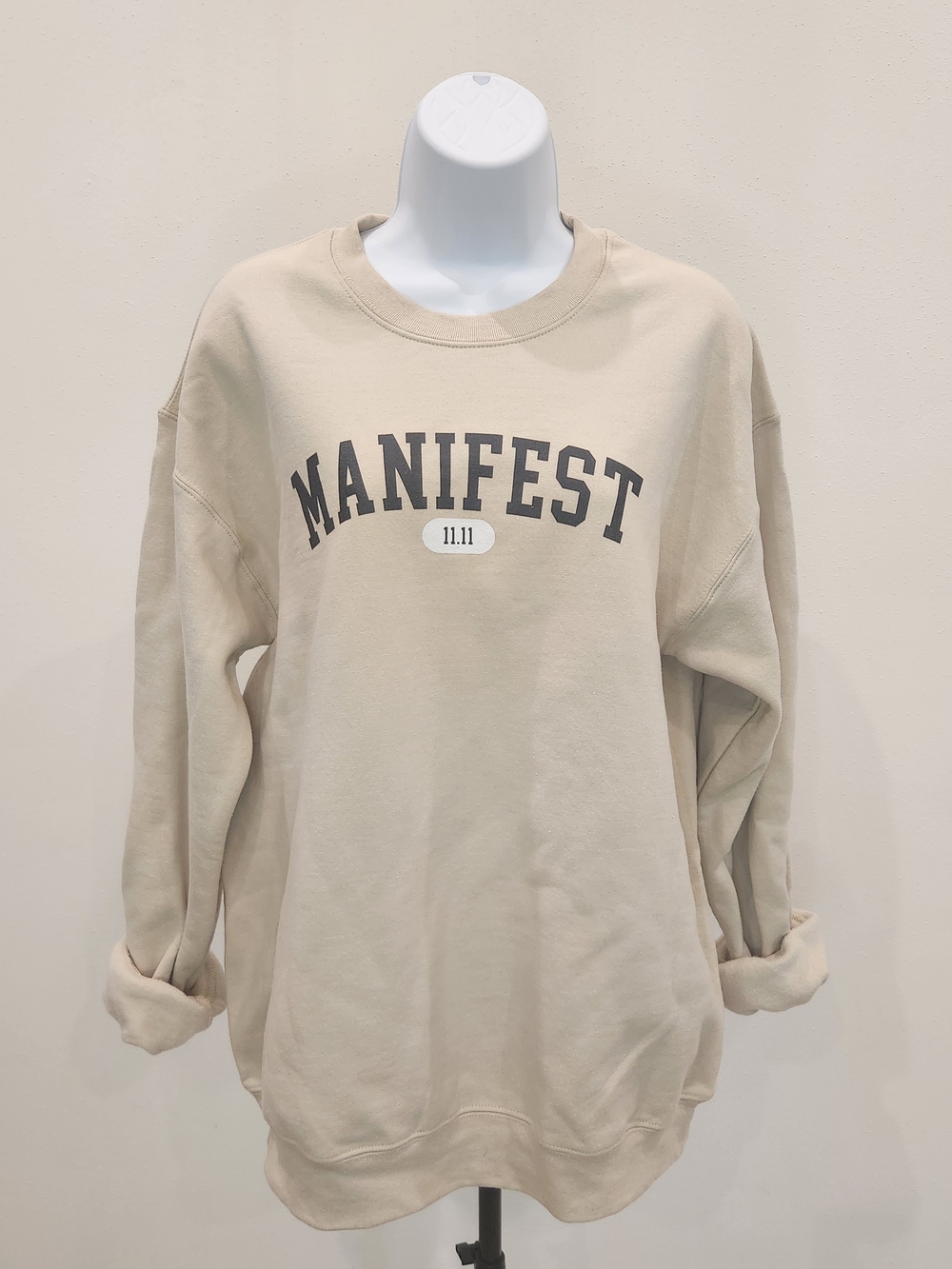 Manifest Oversized Crewneck Sweatshirt - Beige